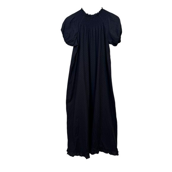 Hill House Home Size Medium Black Swiss Dot The Caroline Nap Dress Midi Smocked - Picture 2 of 8